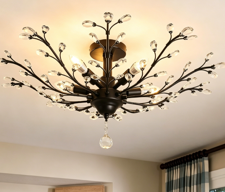 Vintage Crystal Semi-Flush Modern Chandelier